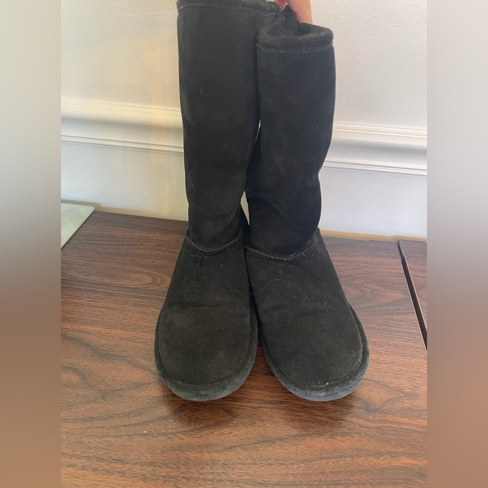 Tall black bear paw suede boots